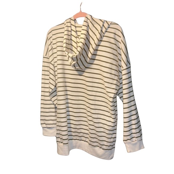 White and Green Striped Sweatshirt with Hood and Pockets, NWT - Picture 5 of 5